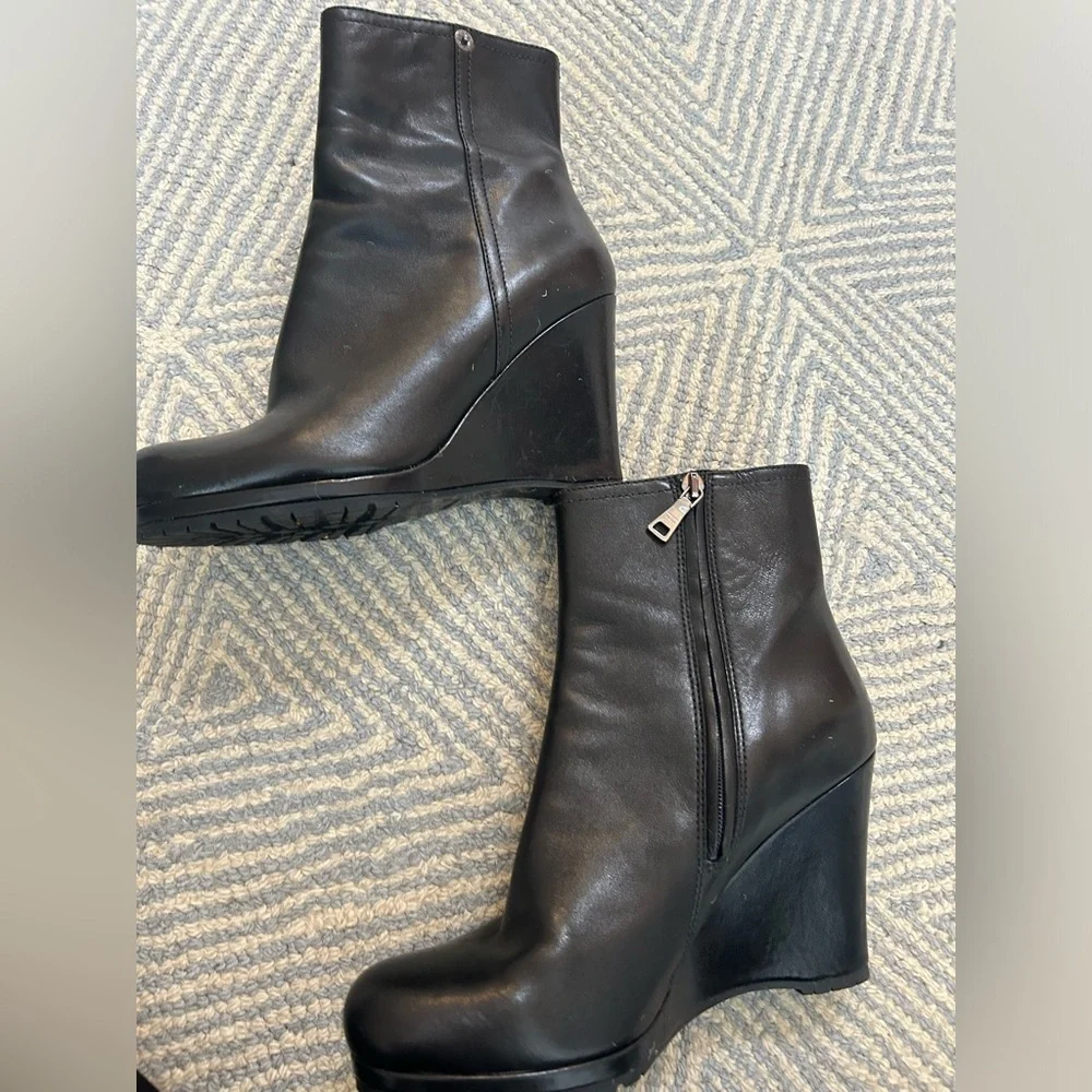 PRADA Leather Wedge Booties Boots - Picture 5 of 10